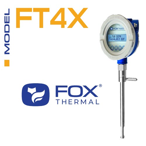 Fox Thermal - Thermal Mass Flow Meter & Temperature Transmitter  Model FT4X